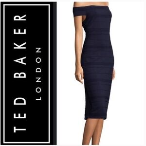 Ted Baker Navy Inan Bardot Body-Con Dress